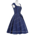 Grace Karin Ärmellos N / T Taft Navy Blau Kurze Knie Länge 1950er Jahrgang Kleid CL006094-3